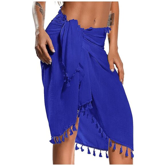 Other - BEACH Sarong Pareo Womens Semi-Sheer Swimwear Cover Ups 013-royal Blue-short